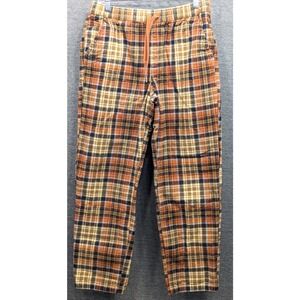 VANS Mens Pants - Rust Orange Plaid, Drawstring, Range Elastic, Relaxed Fit, M